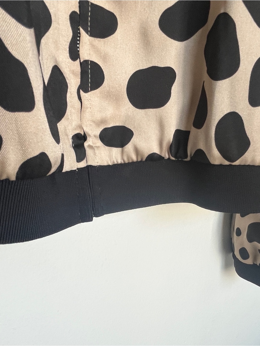 Theory Beige and Black Dalmatian-Print Bomber Jacket - Picture 4 of 6